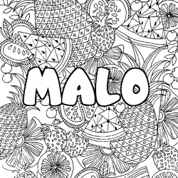 Coloraci&oacute;n del nombre MALO - decorado mandala de frutas