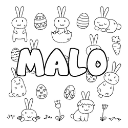 Coloraci&oacute;n del nombre MALO - decorado Pascua