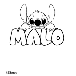 Coloraci&oacute;n del nombre MALO - decorado Stitch