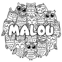 Coloraci&oacute;n del nombre MALOU - decorado b&uacute;hos