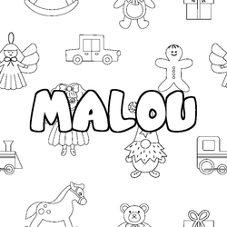 Coloraci&oacute;n del nombre MALOU - decorado juguetes