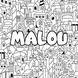 Coloraci&oacute;n del nombre MALOU - decorado ciudad