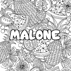 Coloraci&oacute;n del nombre MALONE - decorado mandala de frutas
