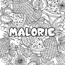 Coloraci&oacute;n del nombre MALORIE - decorado mandala de frutas