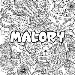 Coloraci&oacute;n del nombre MALORY - decorado mandala de frutas