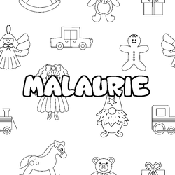 Coloraci&oacute;n del nombre MALAURIE - decorado juguetes