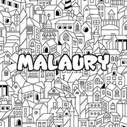 Coloraci&oacute;n del nombre MALAURY - decorado ciudad