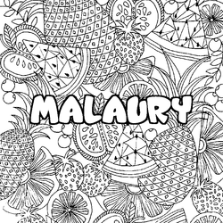 Coloraci&oacute;n del nombre MALAURY - decorado mandala de frutas