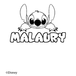 Coloraci&oacute;n del nombre MALAURY - decorado Stitch