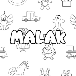 Coloraci&oacute;n del nombre MALAK - decorado juguetes