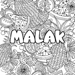 Coloraci&oacute;n del nombre MALAK - decorado mandala de frutas