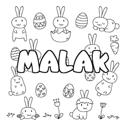 Coloraci&oacute;n del nombre MALAK - decorado Pascua