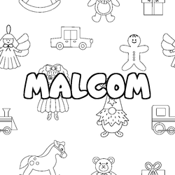 Coloraci&oacute;n del nombre MALCOM - decorado juguetes