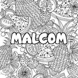 Coloraci&oacute;n del nombre MALCOM - decorado mandala de frutas