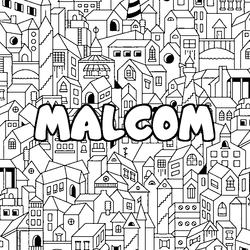 Coloraci&oacute;n del nombre MALCOM - decorado ciudad