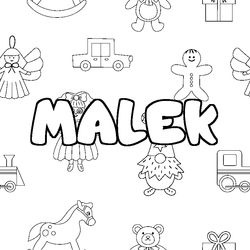 Coloraci&oacute;n del nombre MALEK - decorado juguetes