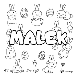 Coloraci&oacute;n del nombre MALEK - decorado Pascua
