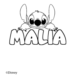Coloraci&oacute;n del nombre MALIA - decorado Stitch