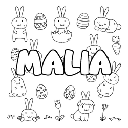 Coloraci&oacute;n del nombre MALIA - decorado Pascua