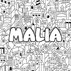 Coloraci&oacute;n del nombre MALIA - decorado ciudad