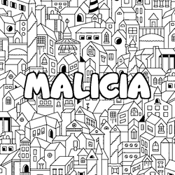 Coloraci&oacute;n del nombre MALICIA - decorado ciudad