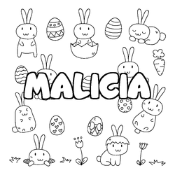 Coloraci&oacute;n del nombre MALICIA - decorado Pascua