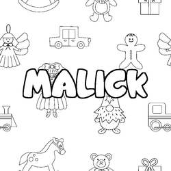Coloraci&oacute;n del nombre MALICK - decorado juguetes