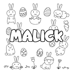 Coloraci&oacute;n del nombre MALICK - decorado Pascua