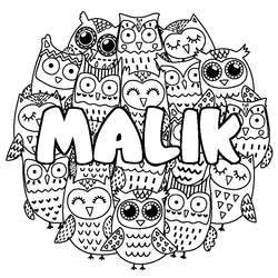 Coloraci&oacute;n del nombre MALIK - decorado b&uacute;hos