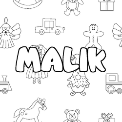 Coloraci&oacute;n del nombre MALIK - decorado juguetes