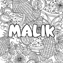 Coloraci&oacute;n del nombre MALIK - decorado mandala de frutas