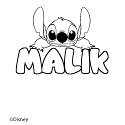 Coloraci&oacute;n del nombre MALIK - decorado Stitch
