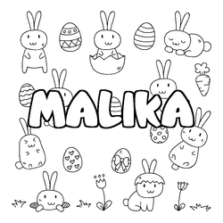 Coloraci&oacute;n del nombre MALIKA - decorado Pascua