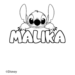 Coloraci&oacute;n del nombre MALIKA - decorado Stitch