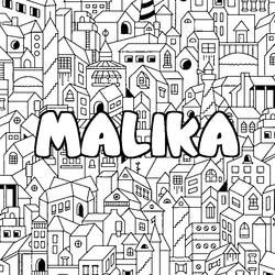 Coloraci&oacute;n del nombre MALIKA - decorado ciudad