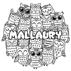Coloraci&oacute;n del nombre MALLAURY - decorado b&uacute;hos