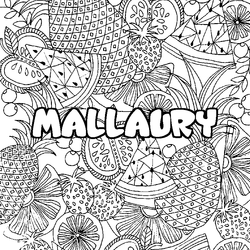 Coloraci&oacute;n del nombre MALLAURY - decorado mandala de frutas