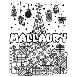 Coloraci&oacute;n del nombre MALLAURY - decorado &aacute;rbol de Navidad y regalos