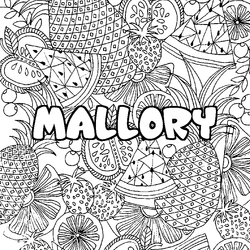 Coloraci&oacute;n del nombre MALLORY - decorado mandala de frutas
