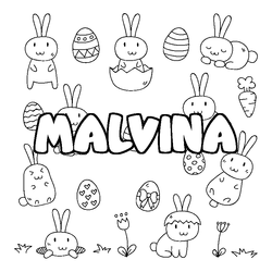 Coloraci&oacute;n del nombre MALVINA - decorado Pascua