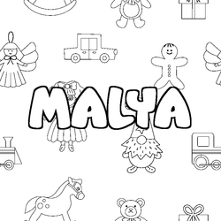 Coloraci&oacute;n del nombre MALYA - decorado juguetes