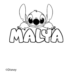 Coloraci&oacute;n del nombre MALYA - decorado Stitch