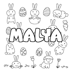 Coloraci&oacute;n del nombre MALYA - decorado Pascua