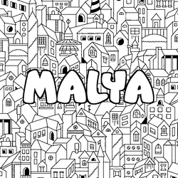 Coloraci&oacute;n del nombre MALYA - decorado ciudad