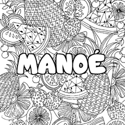 Coloraci&oacute;n del nombre MANO&Eacute; - decorado mandala de frutas