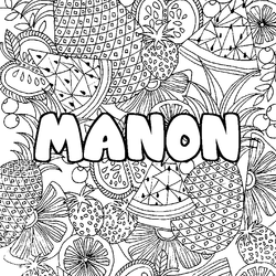 Coloraci&oacute;n del nombre MANON - decorado mandala de frutas
