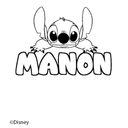 Coloraci&oacute;n del nombre MANON - decorado Stitch