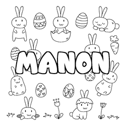 Coloraci&oacute;n del nombre MANON - decorado Pascua