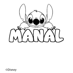 Coloraci&oacute;n del nombre MANAL - decorado Stitch