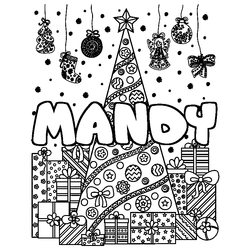 Coloraci&oacute;n del nombre MANDY - decorado &aacute;rbol de Navidad y regalos
